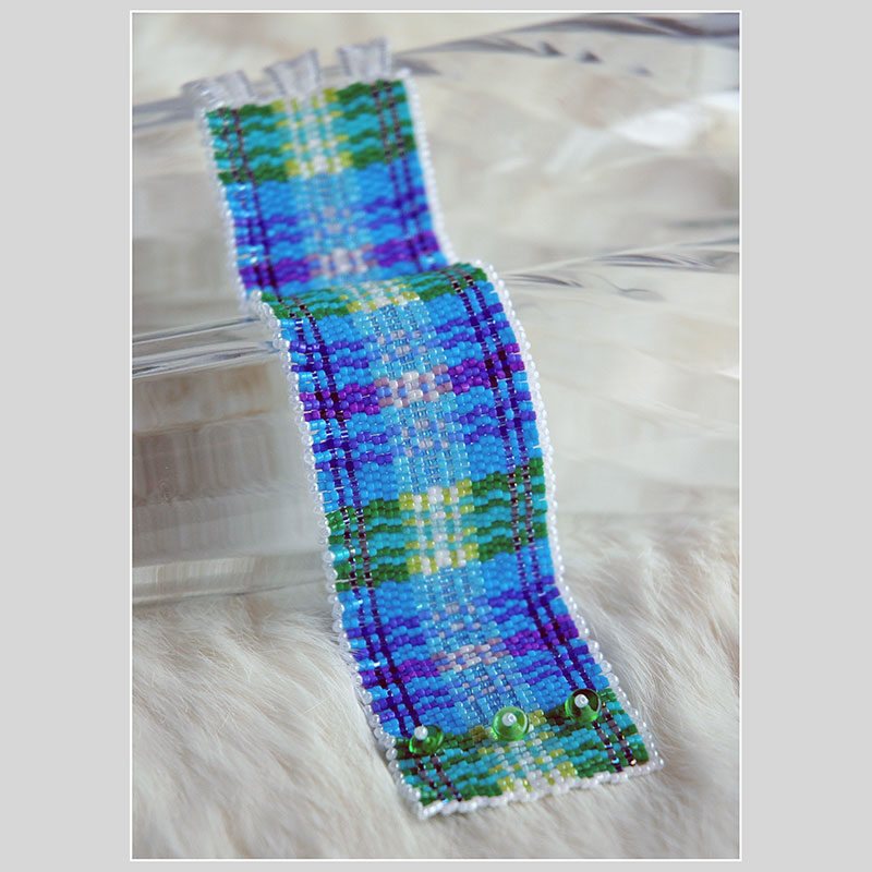 Blue Green Plaid Tartan Bracelet Cuff Blue Green Plaid Tartan Bracelet Cuff