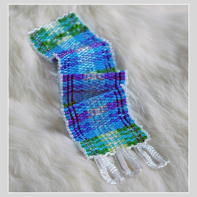 Blue Green Plaid Tartan Bracelet Cuff Blue Green Plaid Tartan Bracelet Cuff