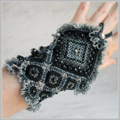 Beaded Black Fingerless Glove