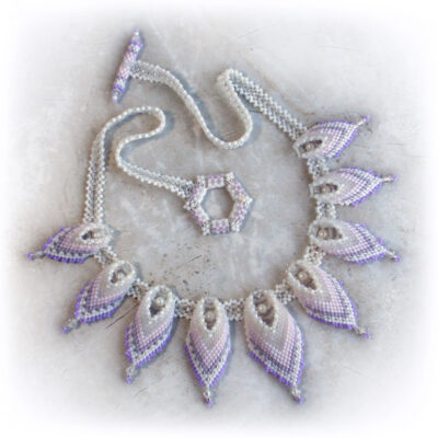 White Lilac Pearl Leaf Necklace