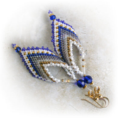 Blue Purple Gold Leaf Elegance Earrings