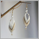 White Gold Leaf Earrings