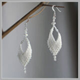 White on White Leaf Earrings