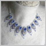Blue and White Peacock Feathers Necklace
