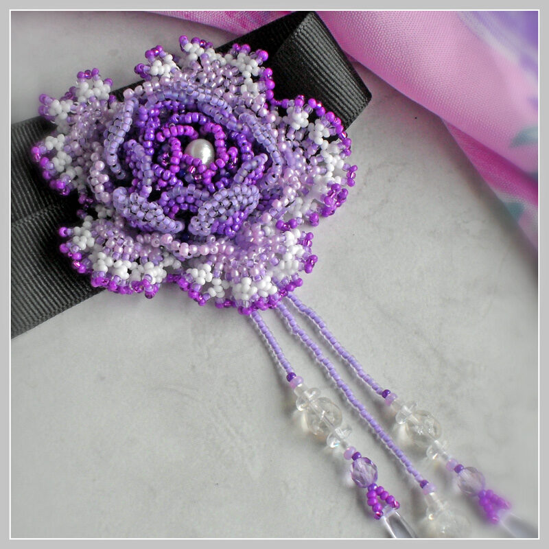 Victorian Violet Rose Choker 01f Victorian Violet Beaded Rose Choker