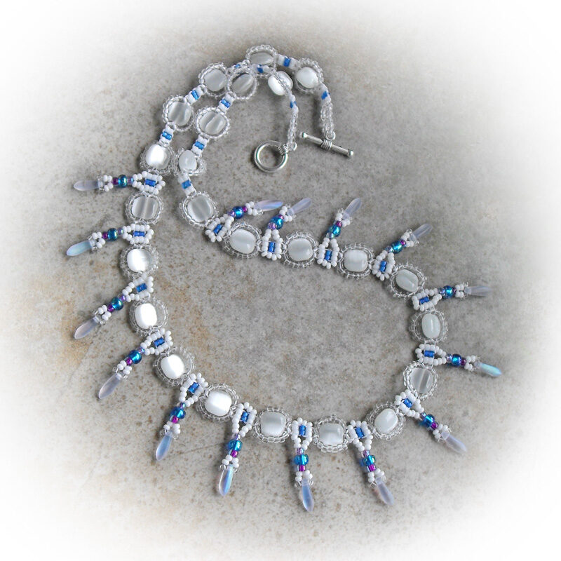 White Cat's Eye Necklace with Dagger Drops