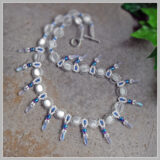 White Cat's Eye Necklace with Dagger Drops