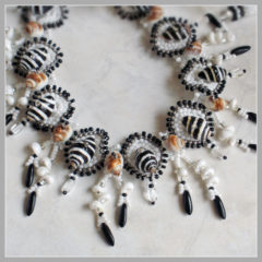Zebra Stripes Black and White Seashell Necklace