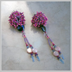 Passion Pink Puff Ball Dangle Earrings