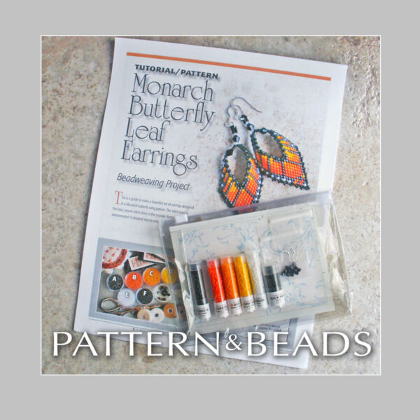 Monarch Leaf Earrings Pattern Tutorial with Beads Kit