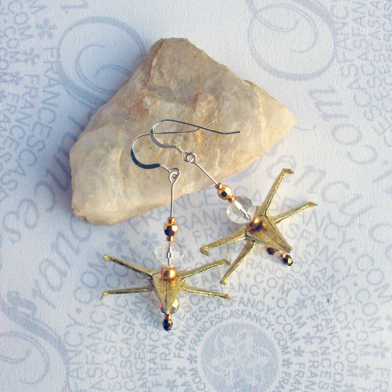 Origami Gold Spaceship Earrings 06f Origami Gold Paper Spaceship Earrings
