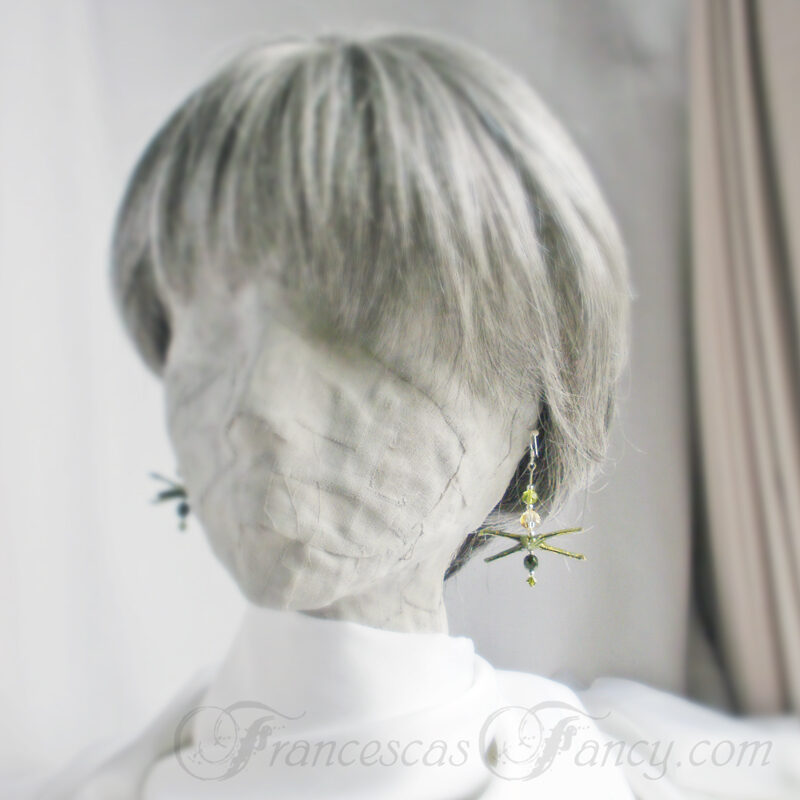 Origami Olive-Green Paper Spaceship Earrings 02f Origami Olive-Green Paper Spaceship Earrings