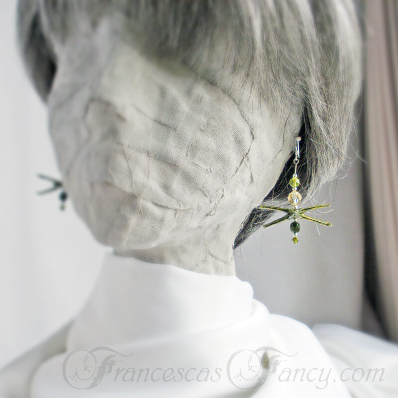 Origami Olive-Green Paper Spaceship Earrings 07f Origami Olive-Green Paper Spaceship Earrings