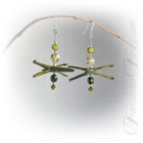 Origami Olive-Green Paper Spaceship Earrings