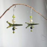 Origami Olive-Green Paper Spaceship Earrings