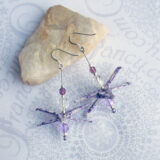 Origami Purple Paper Spaceship Earrings