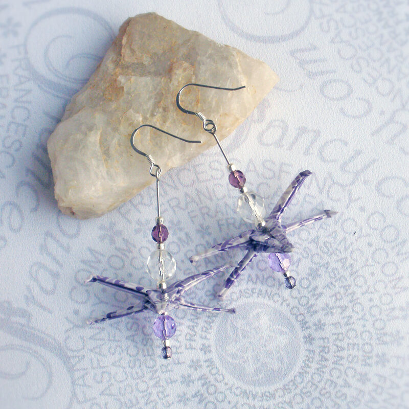 Origami Purple Paper Spaceship Earrings 06f Origami Purple Paper Spaceship Earrings