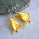 Origami Yellow Dragon Earrings