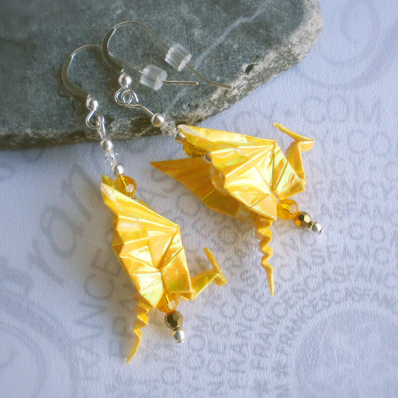 Origami-Yellow-Dragon-Earrings-23f Origami Yellow Dragon Earrings