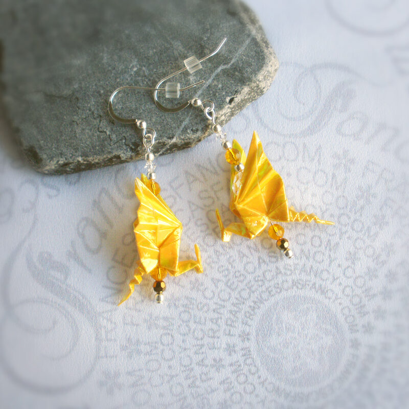 Origami-Yellow-Dragon-Earrings-24f Origami Yellow Dragon Earrings