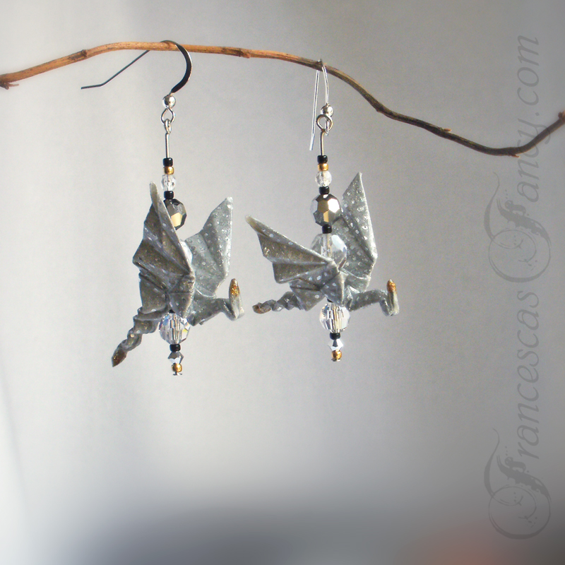 Origami Silver Dots Dragon Earrings – Francesca's Fancy