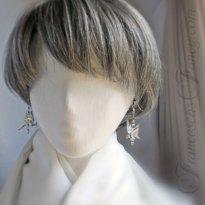 Origami-Silver-Glitter-Dragon-Earrings-13f Origami Silver Glitter Dragon Earrings