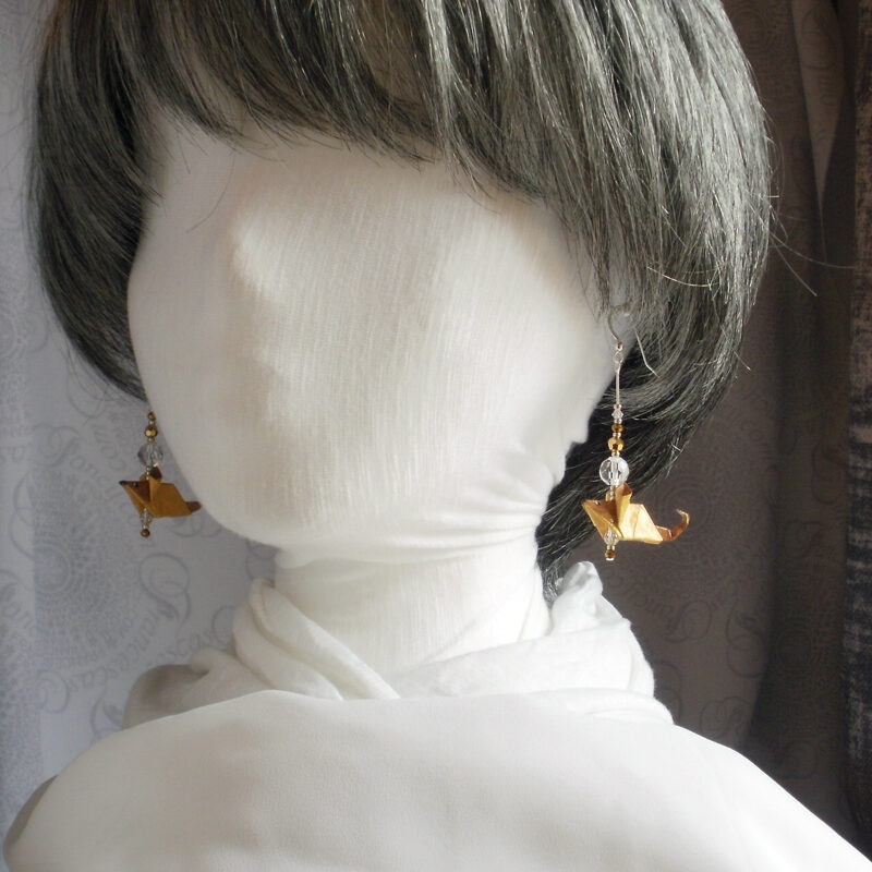 Origami-Yellow-Tan-Mice-Earrings-02f Origami Yellow & Tan Mice Earrings