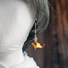 Origami Yellow & Tan Mice Earrings