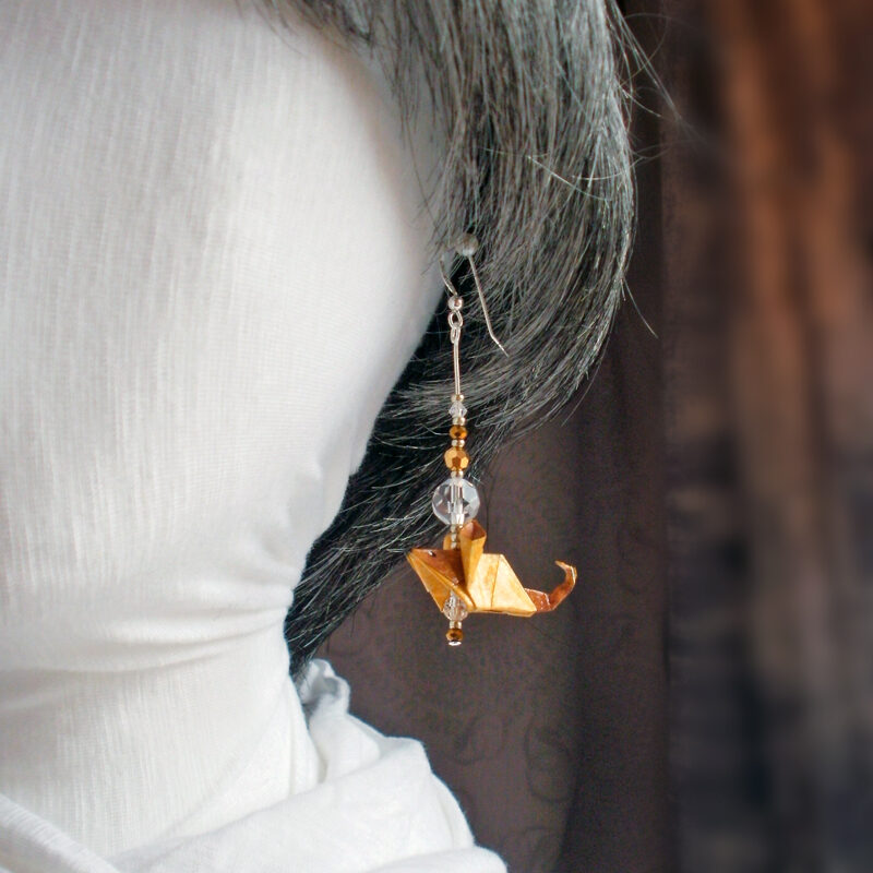 Origami-Yellow-Tan-Mice-Earrings-14f Origami Yellow & Tan Mice Earrings