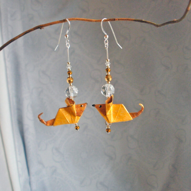 Origami-Yellow-Tan-Mice-Earrings-27f Origami Yellow & Tan Mice Earrings
