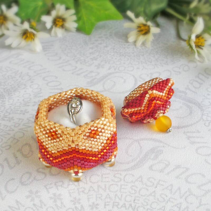 Bead-Box-Hex-Blush-Orange-12f Beaded Box Hexagon Blush Orange