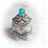 Beaded hexagon box in misty grays with accents of teal blue.